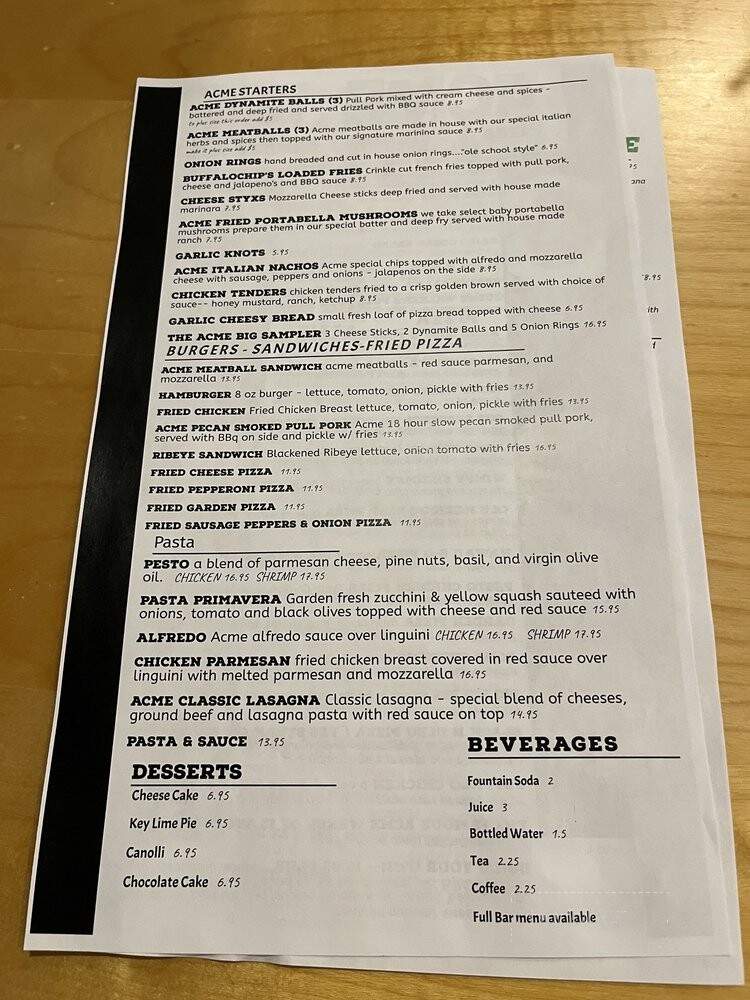 Acme Pizza & Daiquiris - Brandon, MS menu_pic