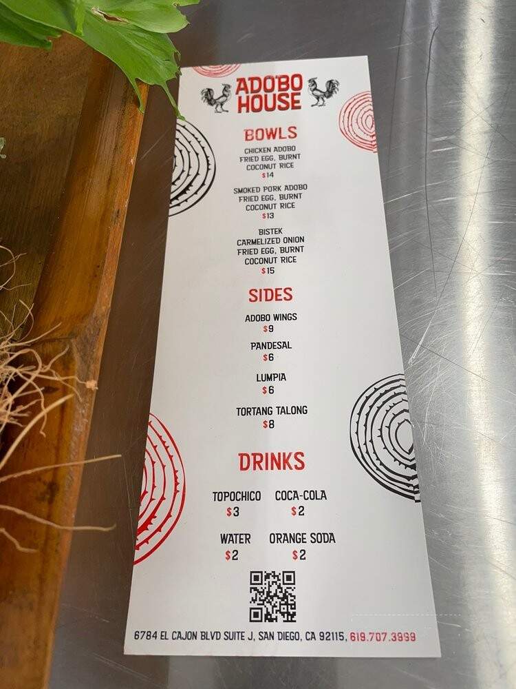Adobo House - San Diego, CA menu_pic