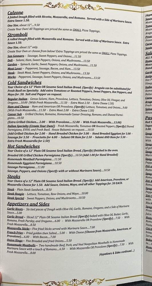 Affinito Pizza Parlor and Cafe - Emmaus, PA menu_pic