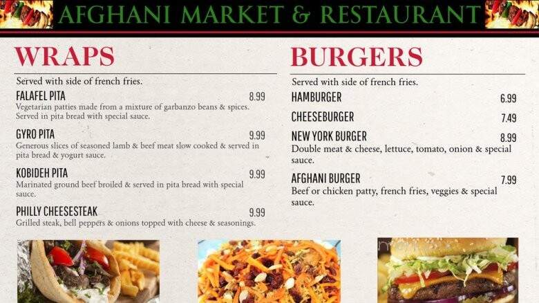 Afghani Market & Restaurant - Sacramento, CA menu_pic