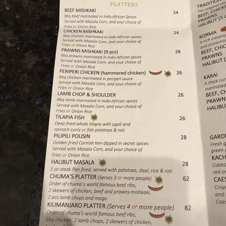 Africana Eatery & Cheers Pub - Calgary, AB menu_pic