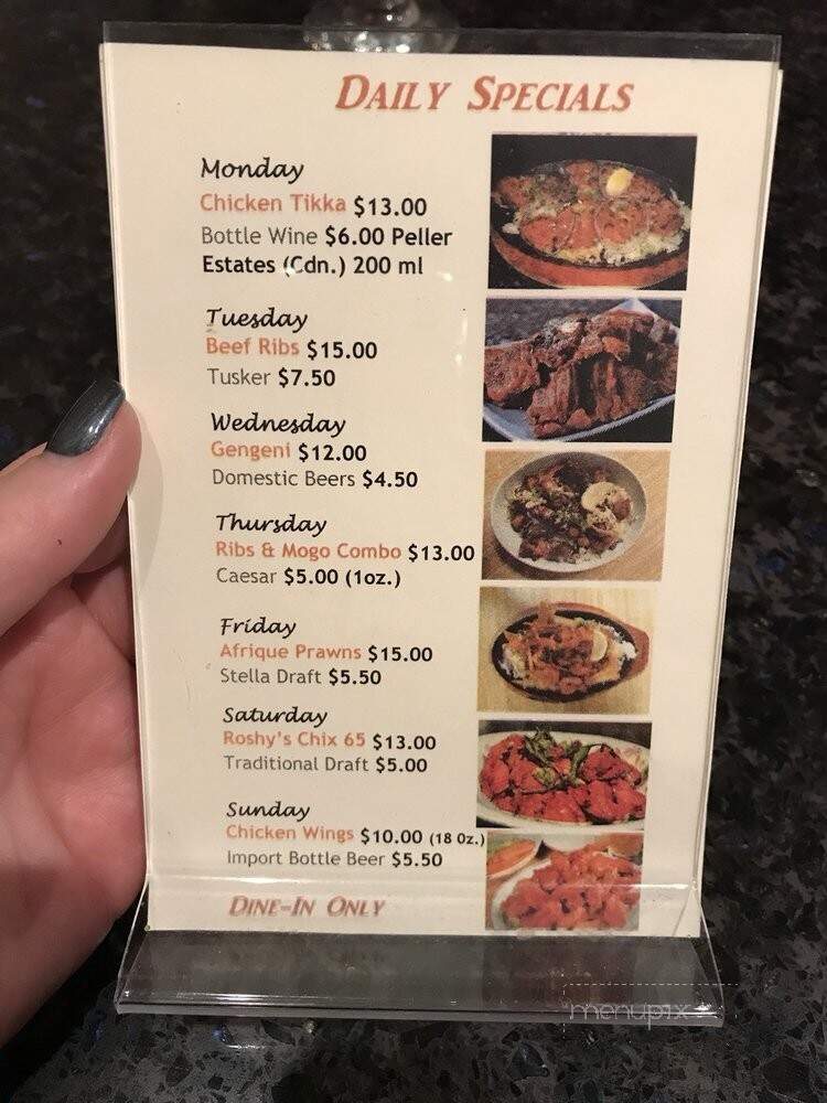 Africana Eatery & Cheers Pub - Calgary, AB menu_pic