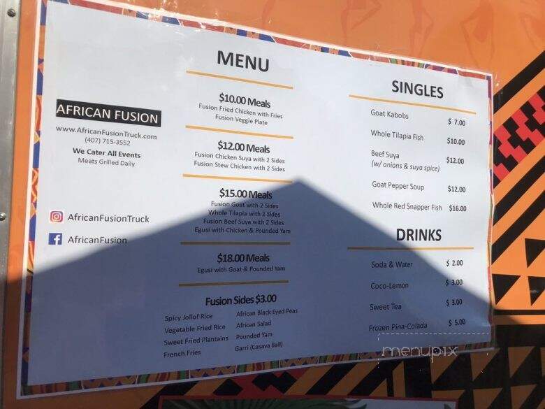 African Fusion Truck - Kissimmee, FL menu_pic
