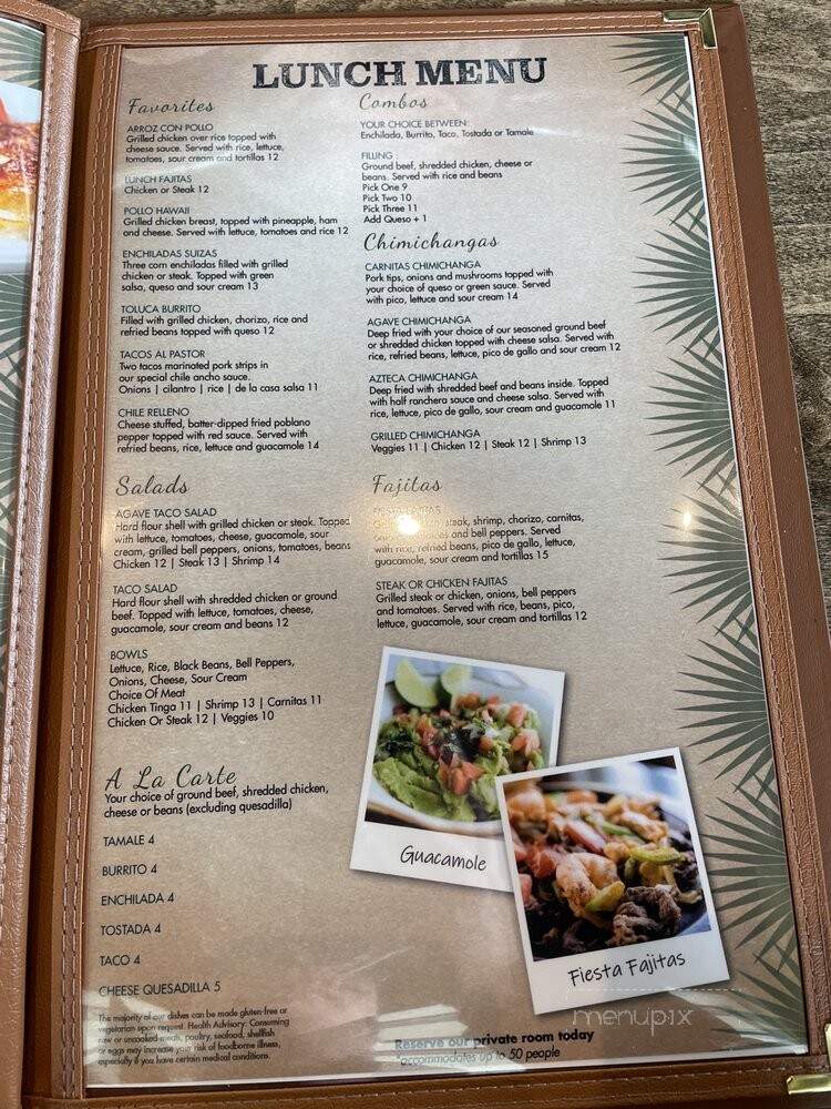 Agave Bar and Grill - Fishers, IN menu_pic