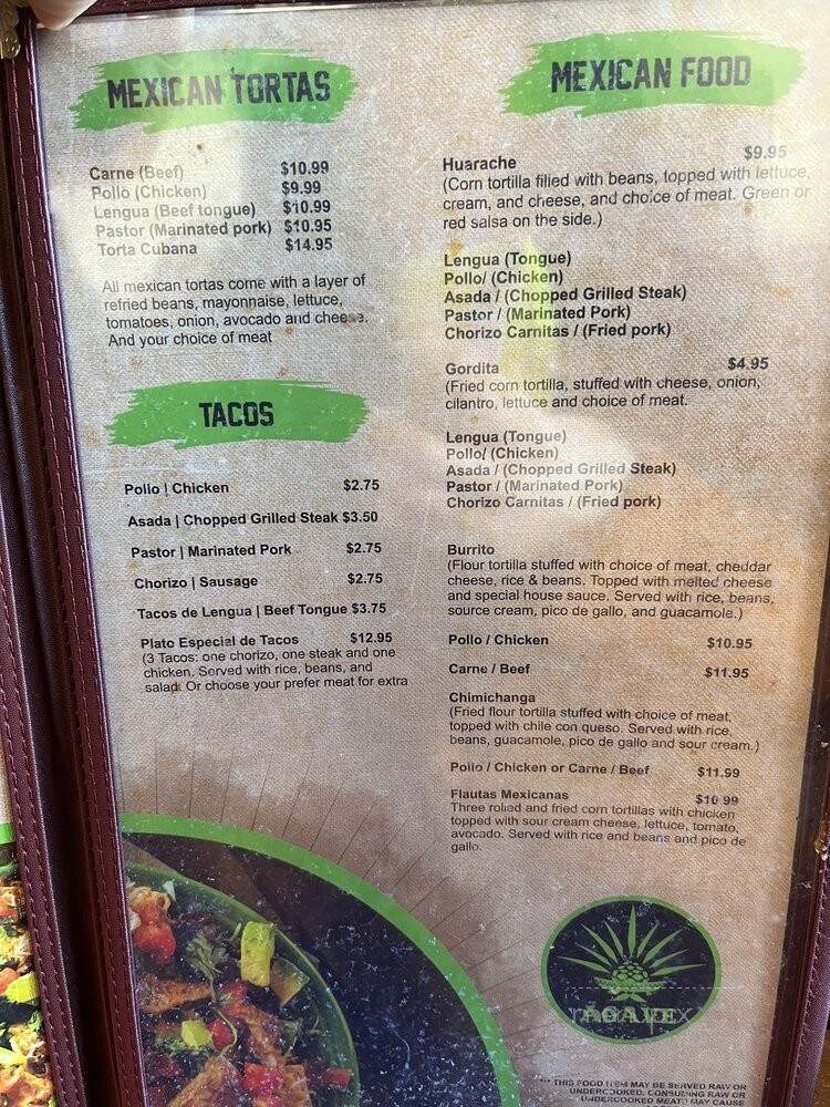 Agave Bar & Restaurant - North Springfield, VA menu_pic