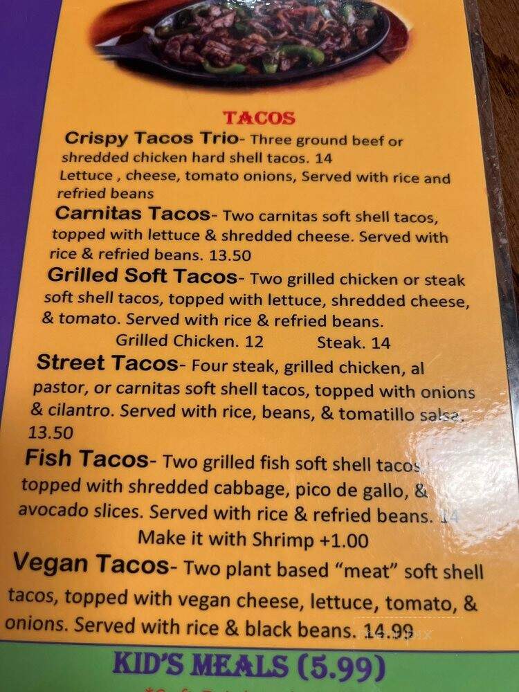 Agaveros Mexican Bar & Grill - Blue Springs, MO menu_pic