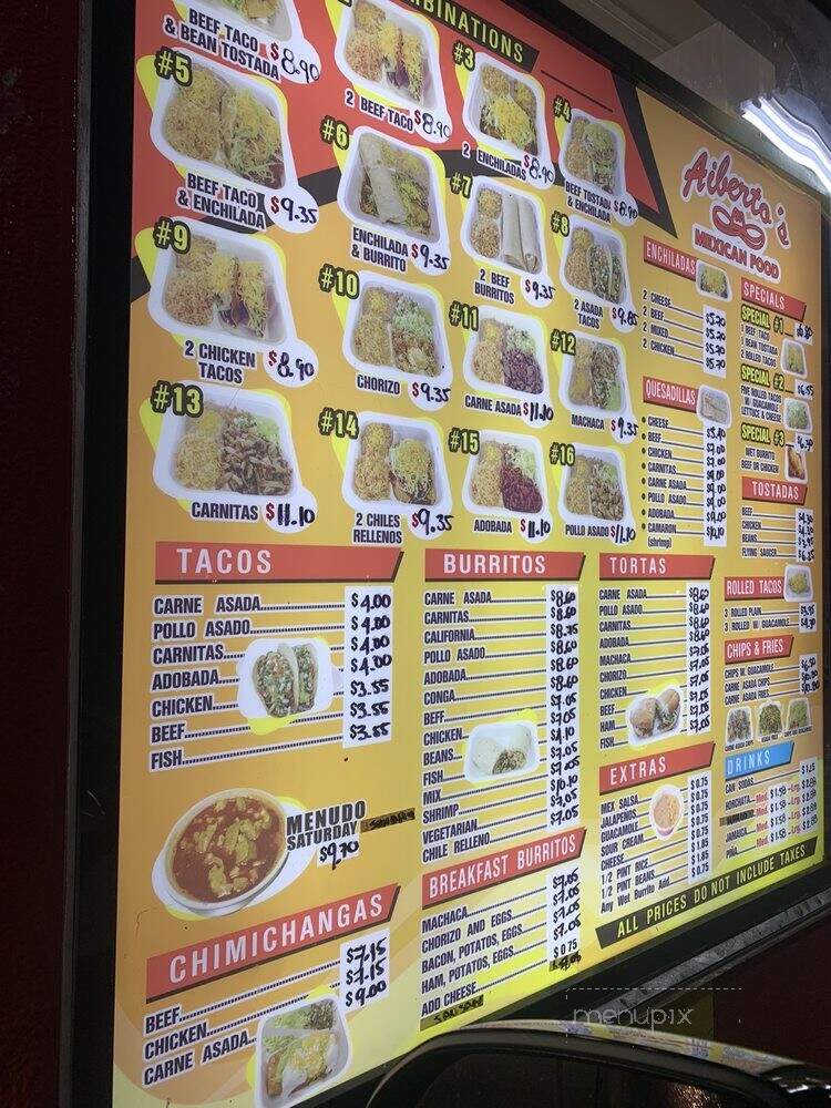 Albertos Taco Shop - San Diego, CA menu_pic
