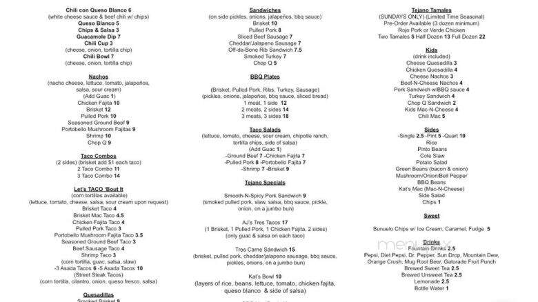 AJ's Tex-Mex & BBQ - Elsberry, MO menu_pic