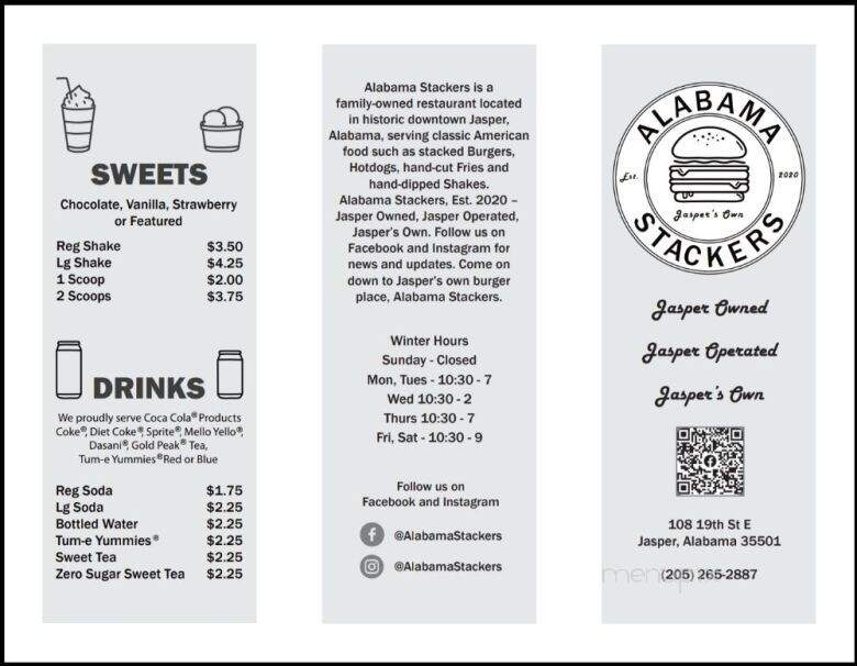 Alabama Stackers - Jasper, AL menu_pic
