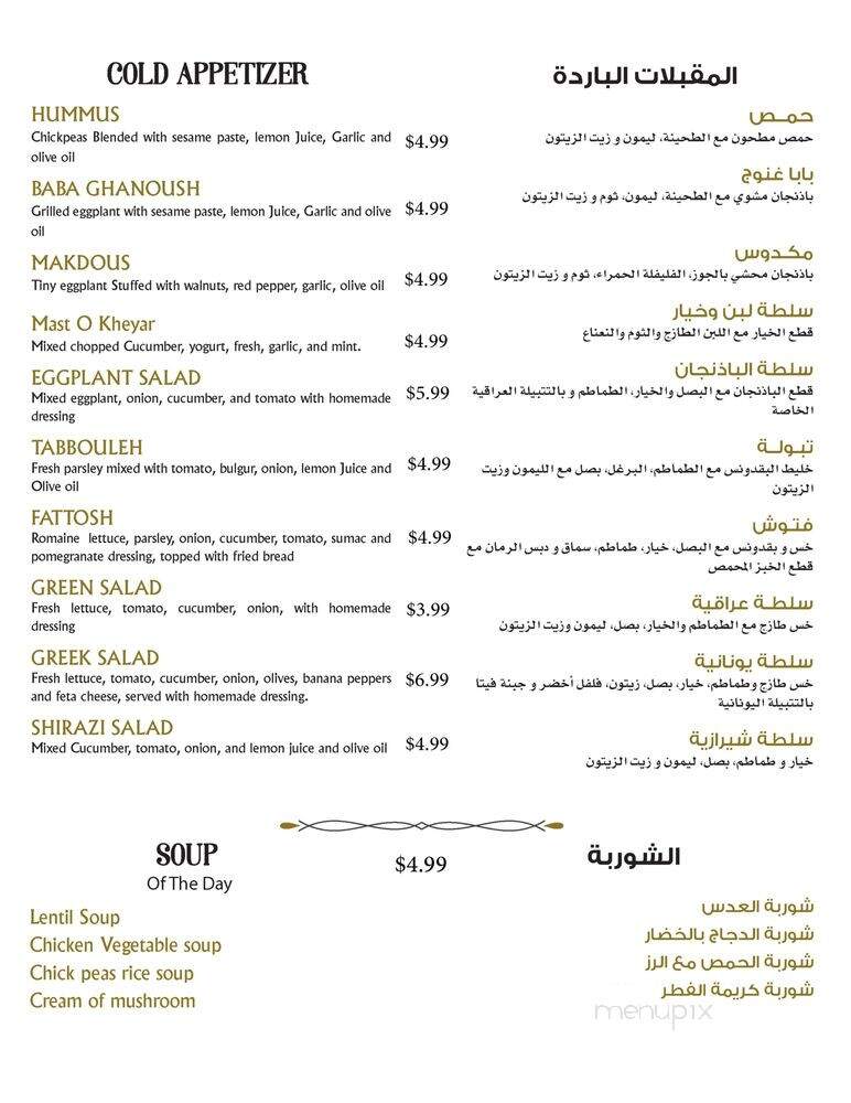 Aladdin Grill - Jacksonville, FL menu_pic