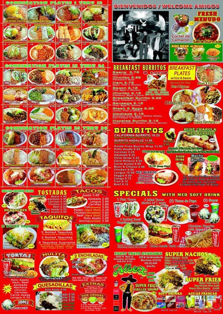 Albert Mexican Food - Alhambra, CA menu_pic