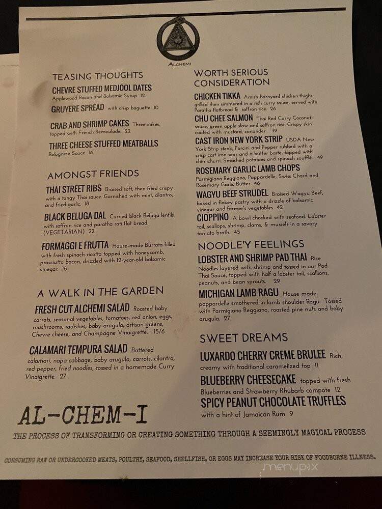 Alchemi - Royal Oak, MI menu_pic
