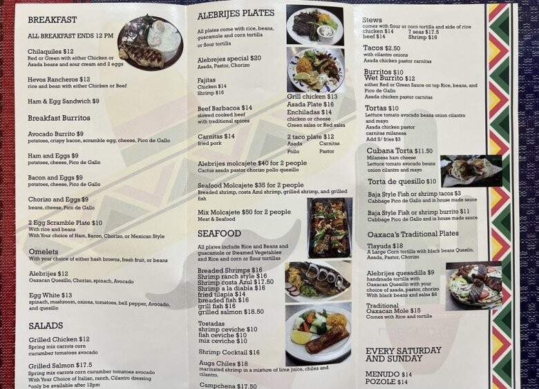 Alebrijes Mexican Grill - Los Angeles, CA menu_pic