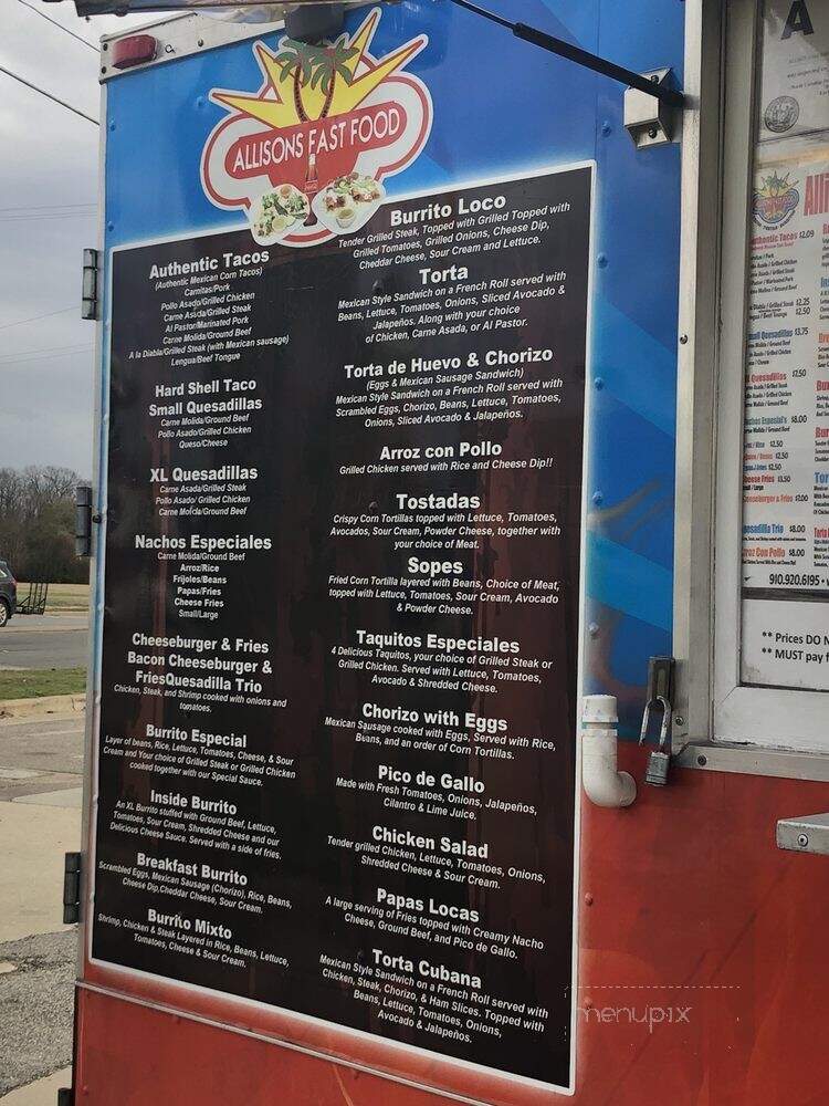 Allison's Fast Food - Fayetteville, NC menu_pic