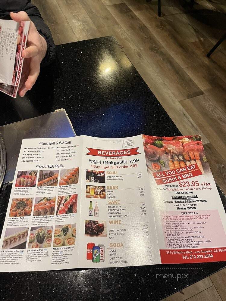 All You Can Eat Sushi & BBQ - Los Angeles, CA menu_pic