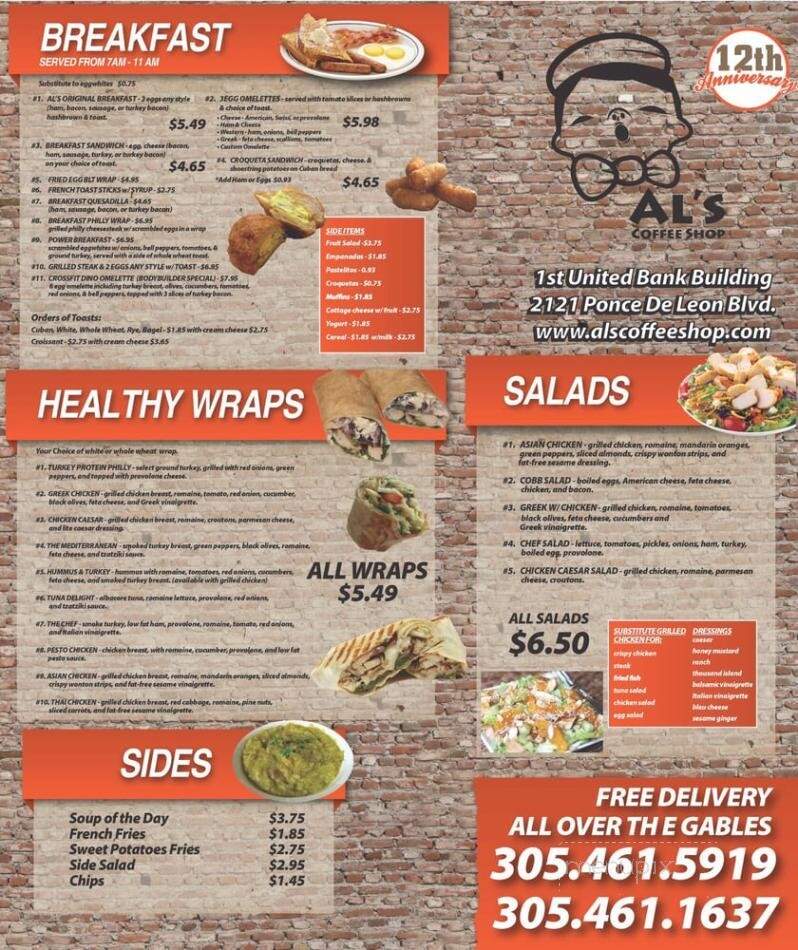 Al's Coffee Shop - Coral Gables, FL menu_pic