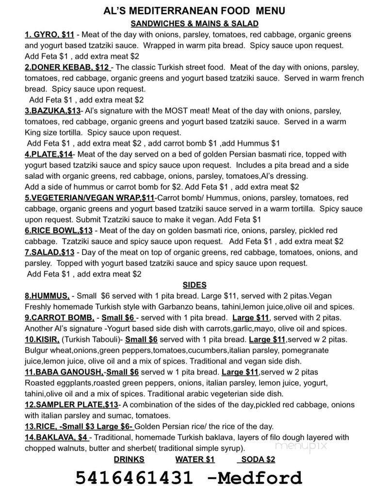 Al's Meditteranean Food - Grants Pass, OR menu_pic