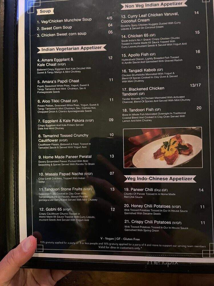 Amara Indian Cuisine & Bar - Indianapolis, IN menu_pic