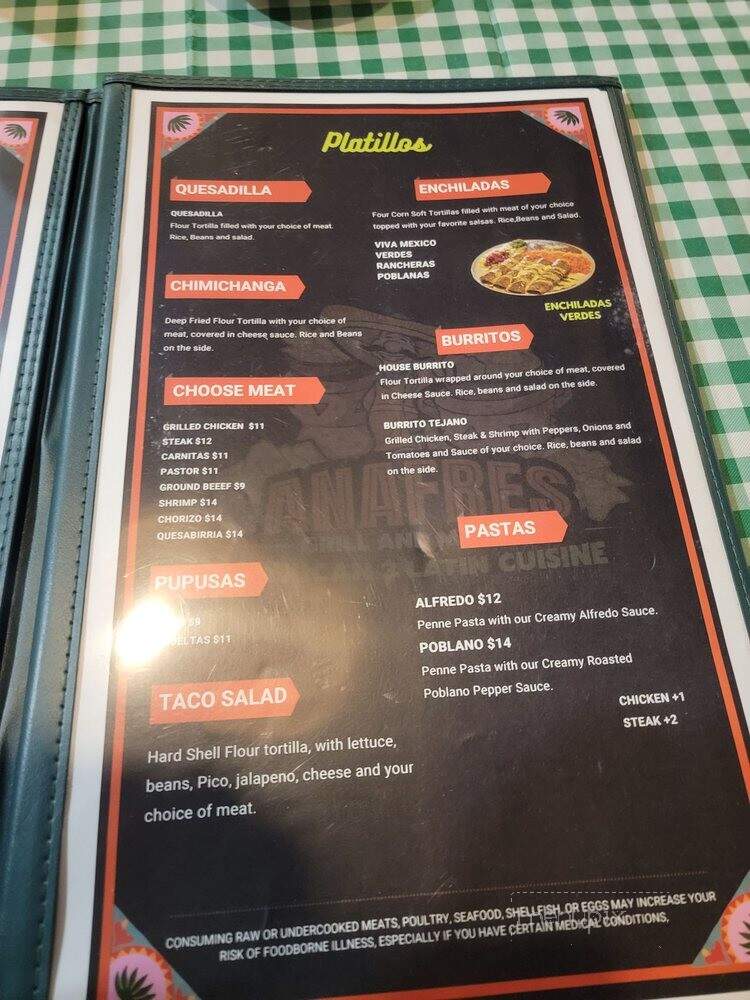 Anafres Grill and Market - Knoxville, TN menu_pic