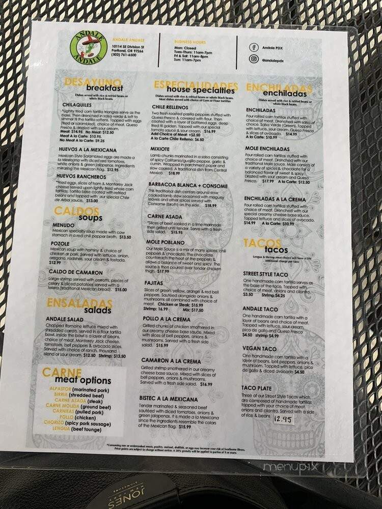 Andale Andale PDX - Portland, OR menu_pic
