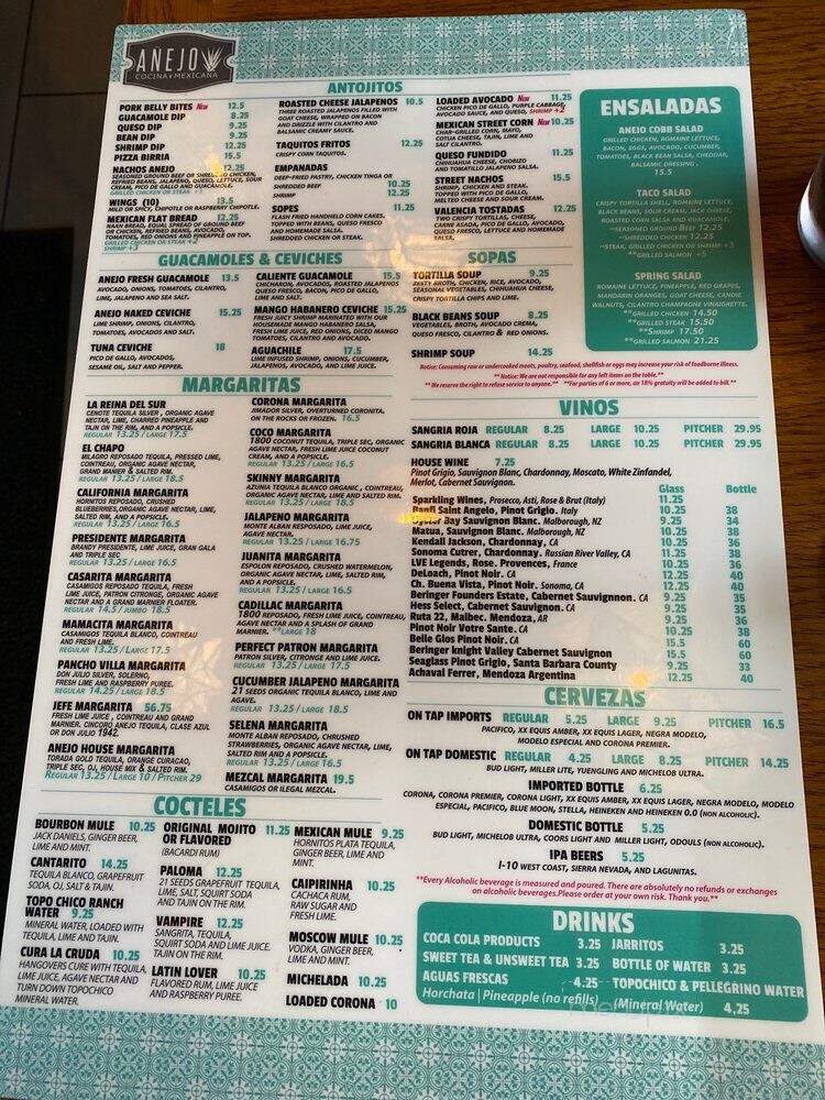 Anejo Cocina Mexicana - Yulee, FL menu_pic