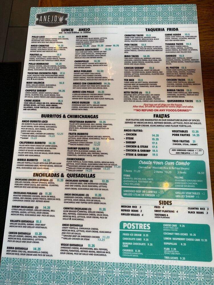 Anejo Cocina Mexicana - Yulee, FL menu_pic