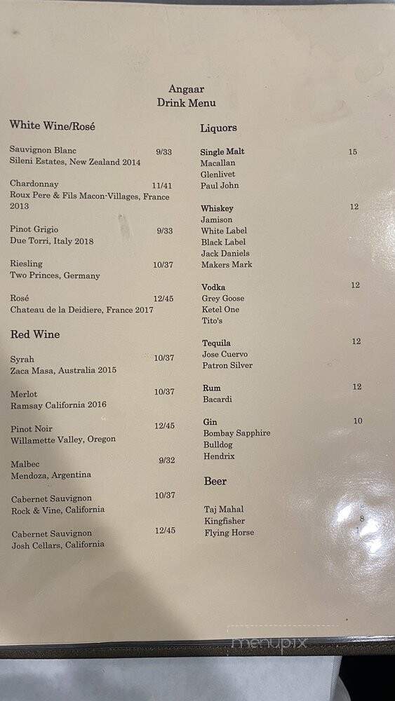 Angaar - New York, NY menu_pic