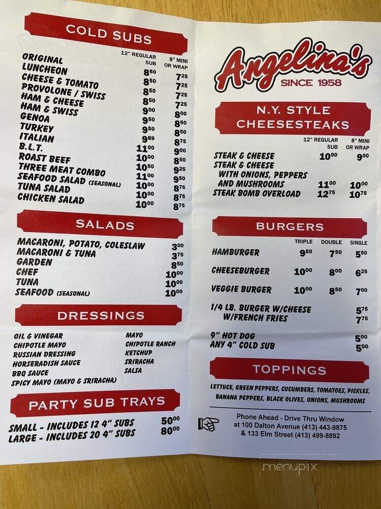 Angelina's Submarine Shop - Pittsfield, MA menu_pic