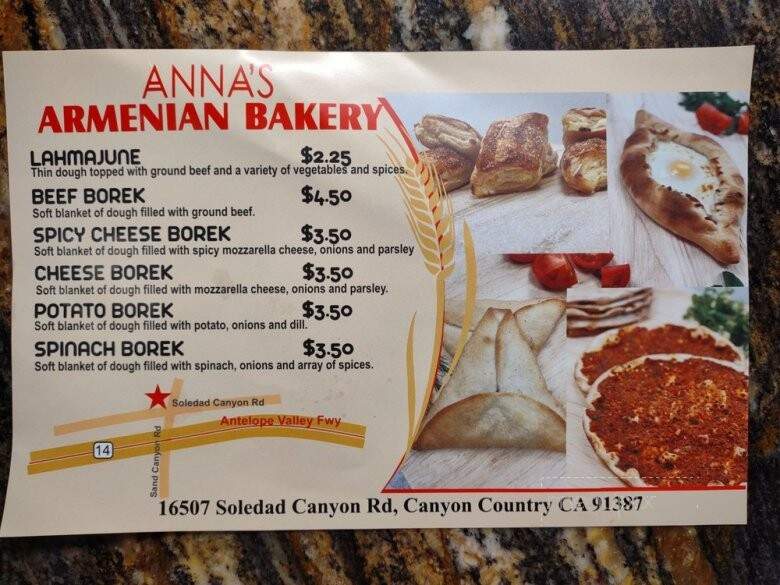 Anna's Armenian Bakery - Santa Clarita, CA menu_pic