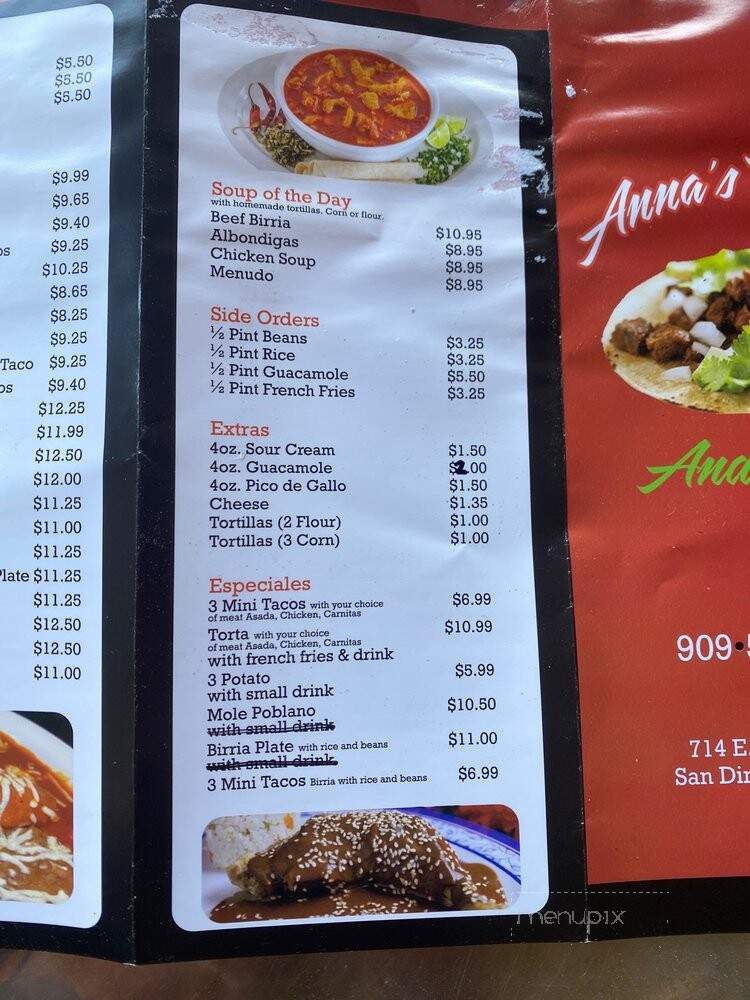 Anna's Taqueria - San Dimas, CA menu_pic