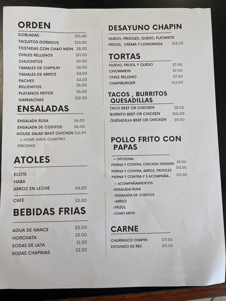 Antojitos Guatemaltecos - El Cerrito, CA menu_pic