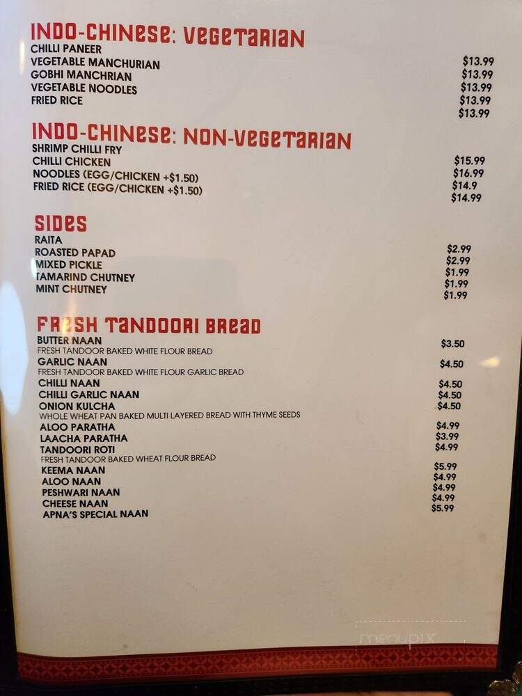 Apna Kitchen - Chattanooga, TN menu_pic