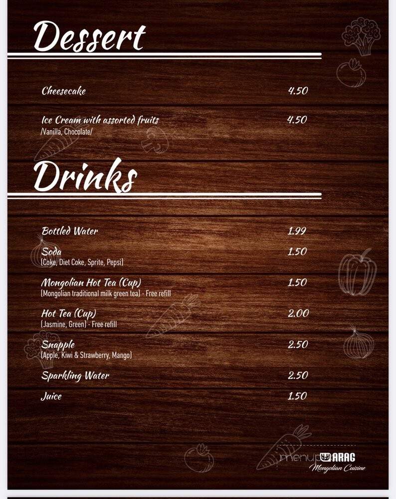 Arag Mongolian Cuisine - Los Angeles, CA menu_pic