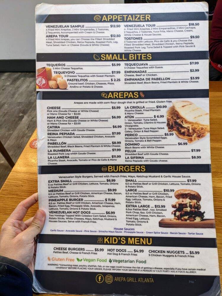 Arepa Grill - Doraville, GA menu_pic