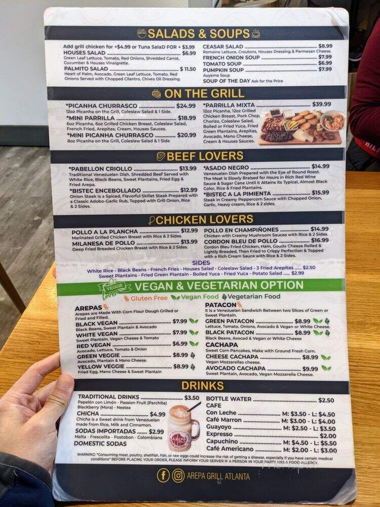 Arepa Grill - Doraville, GA menu_pic