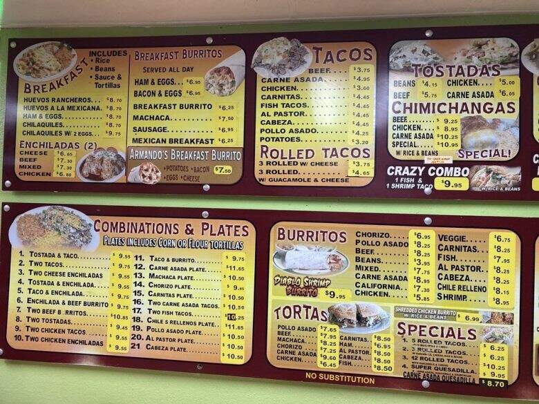 Armando's Mexican Food - San Diego, CA menu_pic