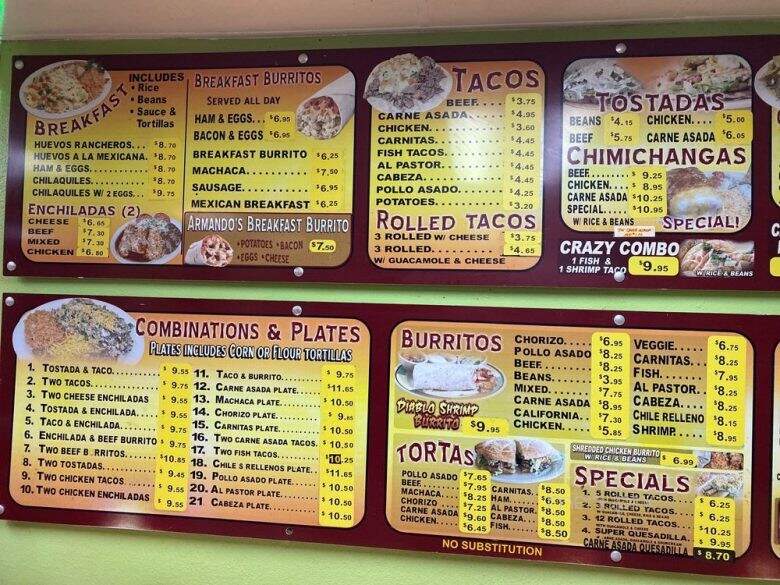 Armando's Mexican Food - San Diego, CA menu_pic