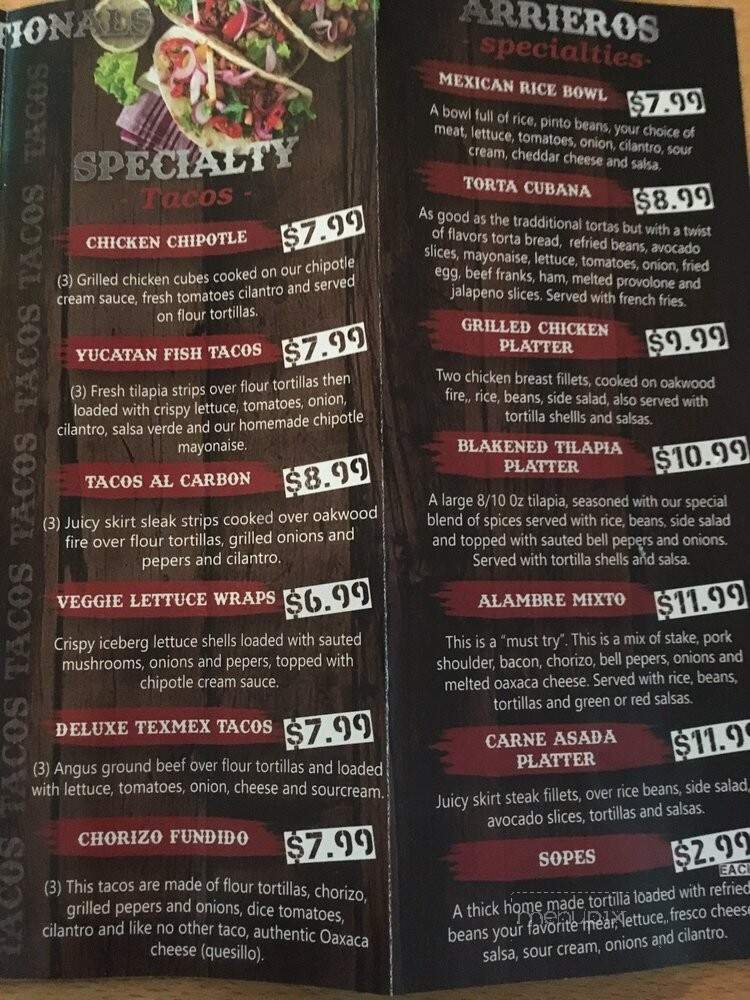 Arrieros Taqueria and Grill - Lilburn, GA menu_pic