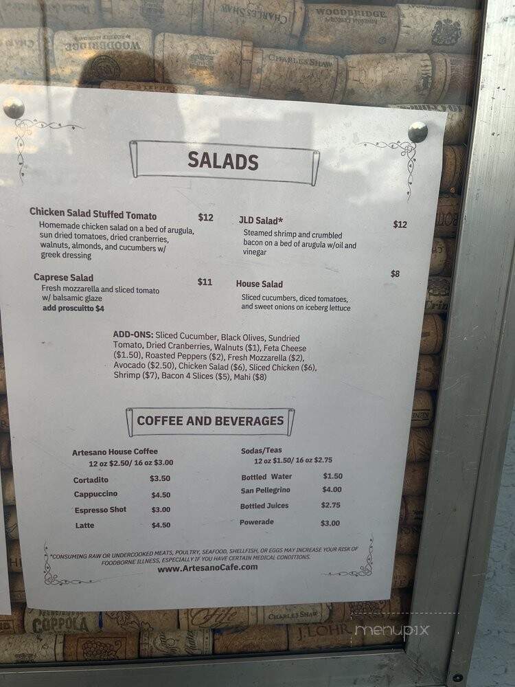 Artesano Cafe & Lounge - Dania Beach, FL menu_pic