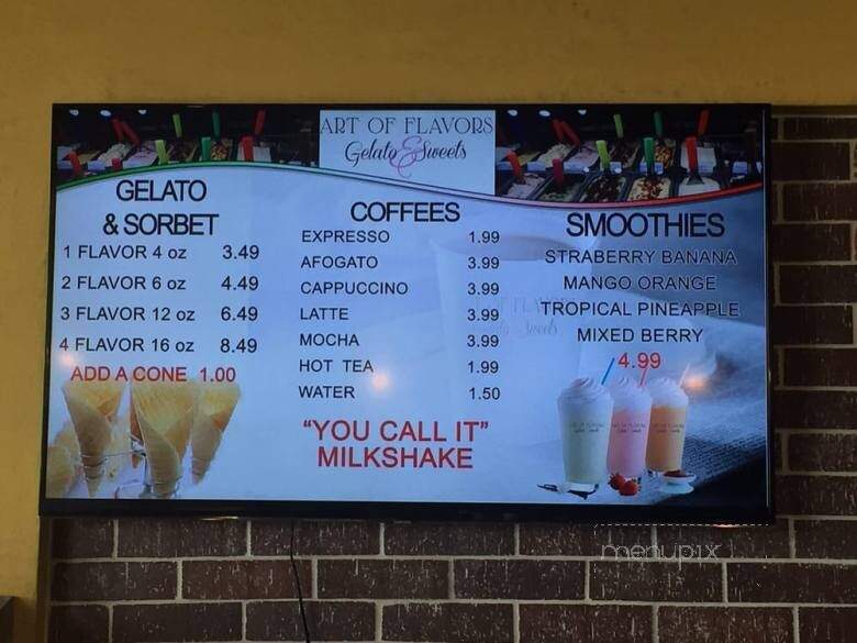 Art of Flavors Gelato - Las Vegas, NV menu_pic