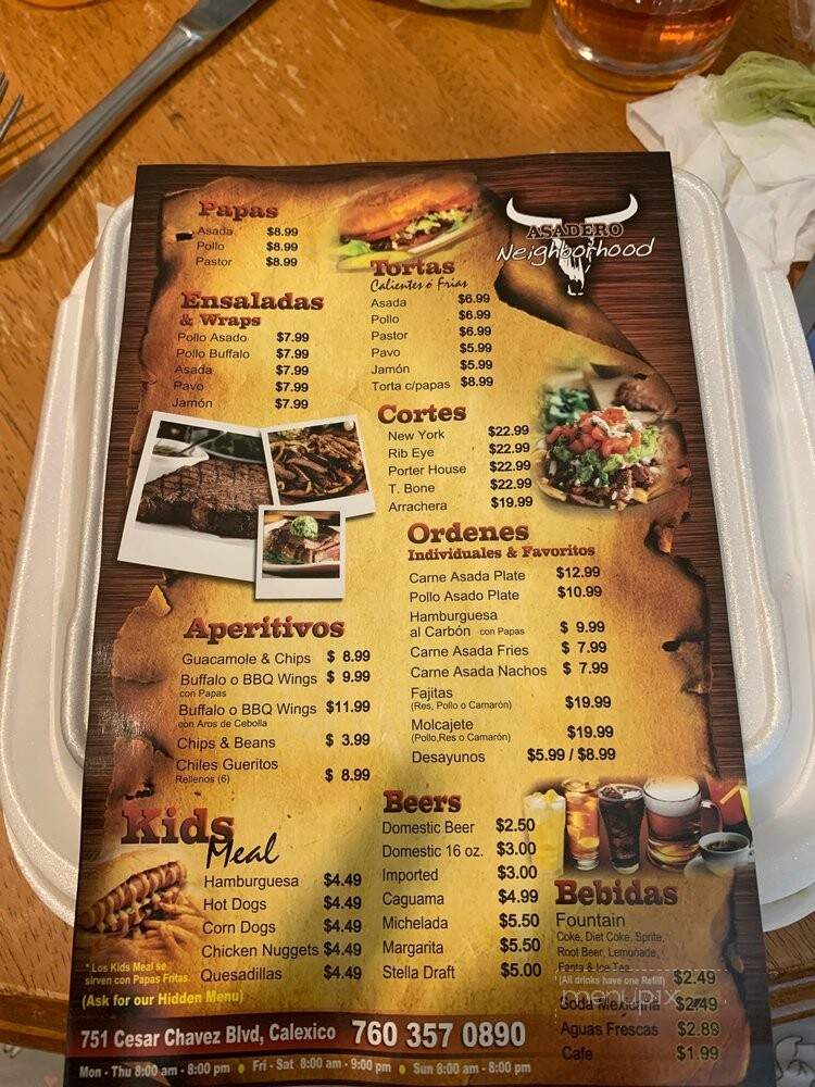 Asadero Neighborhood - Calexico, CA menu_pic