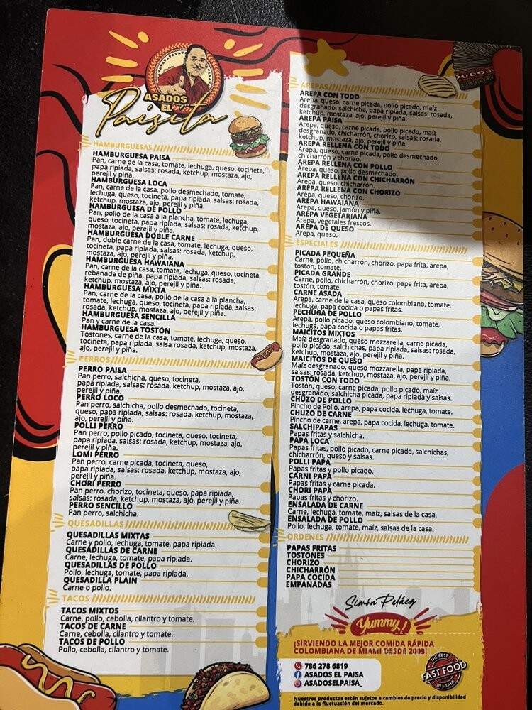 El Rancho Del Paisa - Miami, FL menu_pic