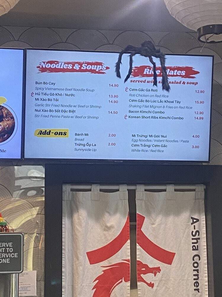 Asha Corner - San Jose, CA menu_pic