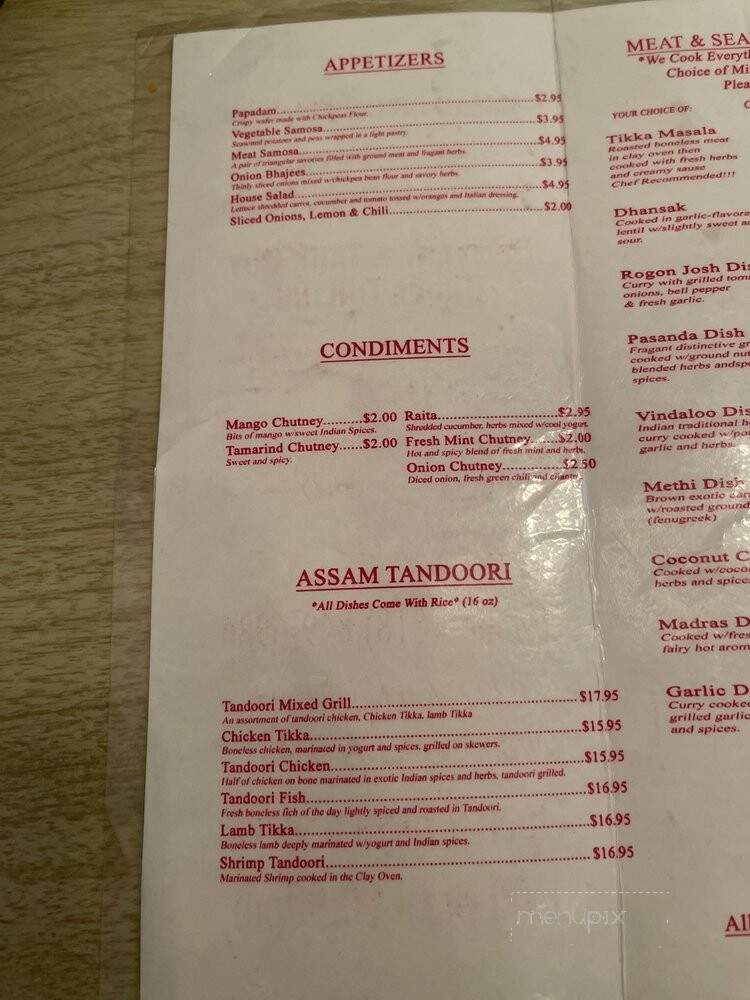 Assam Indian Kitchen - San Fernando Valley, CA menu_pic