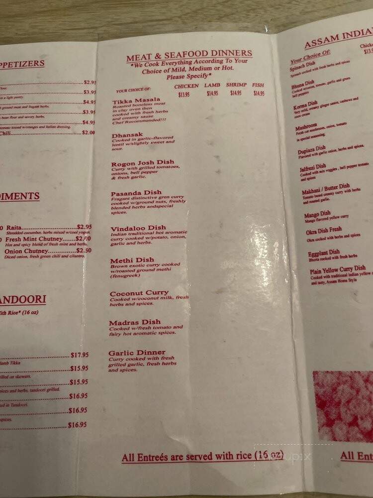 Assam Indian Kitchen - San Fernando Valley, CA menu_pic