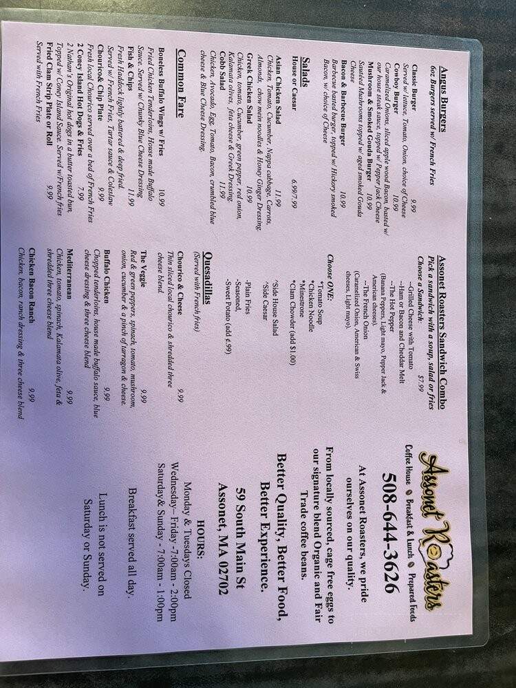 Assonet Roasters - Assonet, MA menu_pic