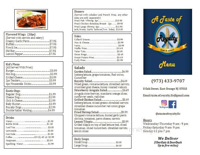 A Taste Of Royalty - East Orange, NJ menu_pic