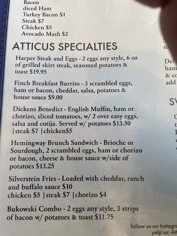 Atticus Cafe - Anaheim, CA menu_pic