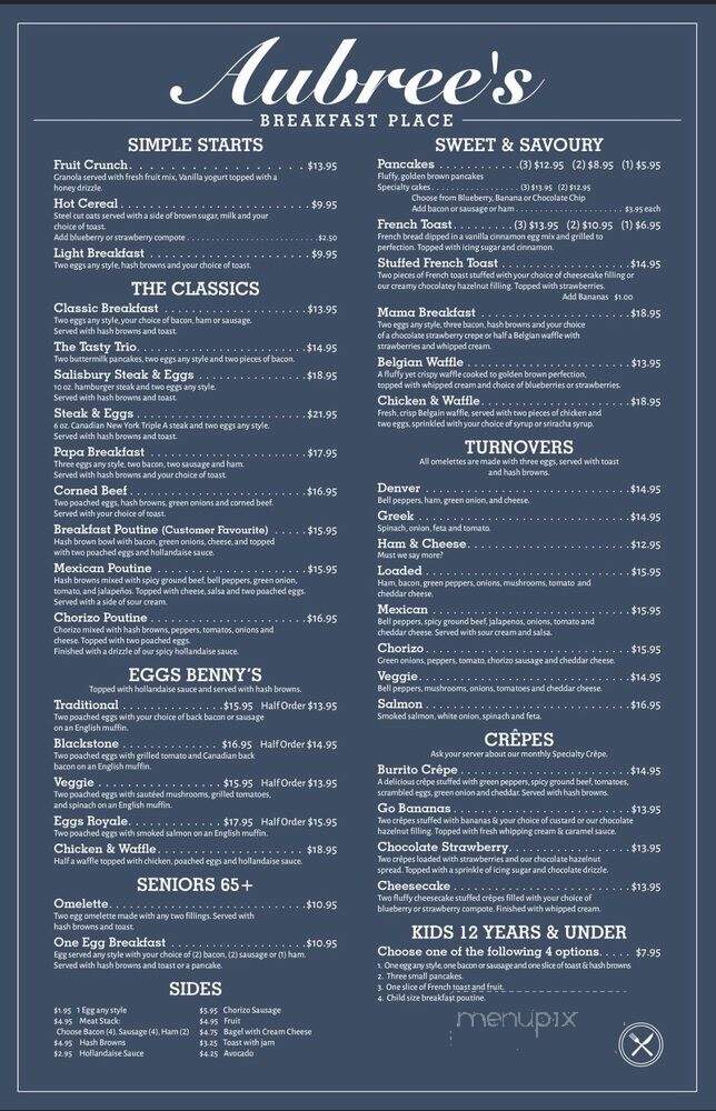 Aubree's Breakfast Place - Prince George, BC menu_pic