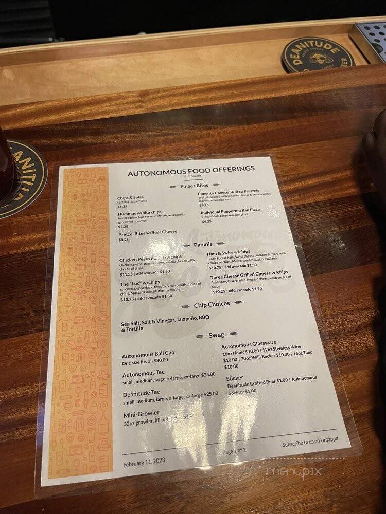 Autonomous Society Brewpub - Dallas, TX menu_pic